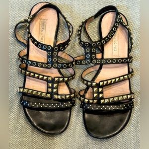 ****SOLD****   Pura Lopez Gold Studded Black Sandals - Size 7- Originally $376